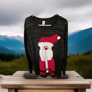 Holiday Time Women's Winter Christmas Holiday Santa Sweater Size 2X Ugly Metalli